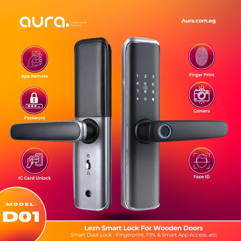D01  LAZN Smart Locks Matte black and gray with shiny silver
